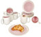 MamboCat Reactive Glaze Paris Service de petit-déjeuner 12 pièces - Crème et rose - Pour 6 personnes - Vaisselle en faïence pour le petit-déjeuner et le café - 6 assiettes et 6 tasses de 350 ml