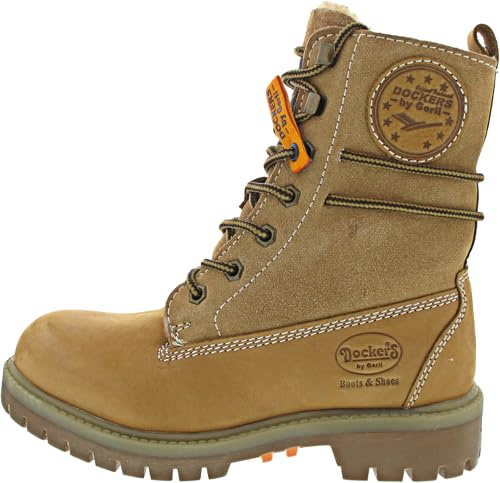 Dockers by Gerli Damen Schuhe Boots Schnürstiefel Schnürboots, Farbe:Hellbraun, Schuhgröße:EUR 42, Artikel:-300910 golden tan