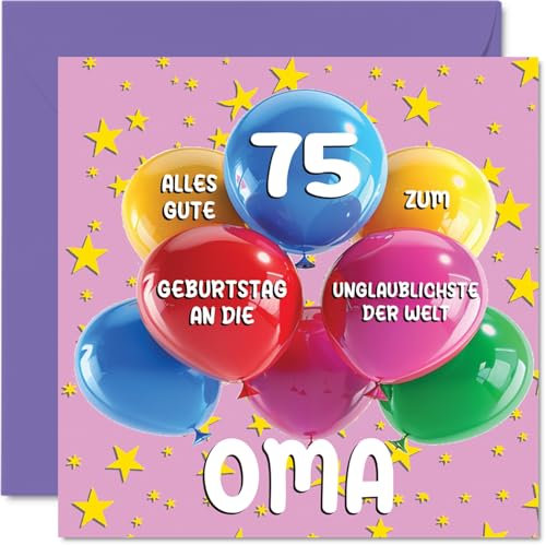Stuff4 75. Geburtstagskarte Oma - Unglaublichsten der Welt Oma - Geburtstagskarten für 75 Jahre Oma von Enkelin Enkel, 145mm Geburtstag Glückwunschkarten