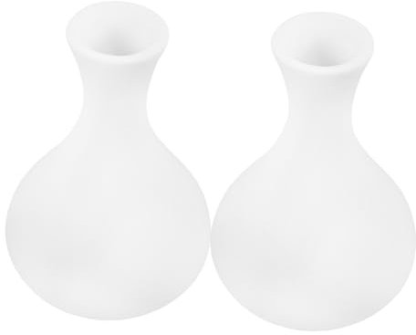BESTonZON 2pcs White Ceramic Flower Vase Set Medium Porcelain Bud Vases Diy Paintable Ceramic for Home Decor and Wedding Centerpiece