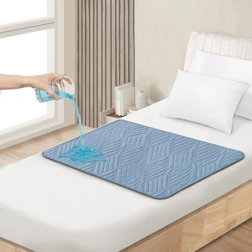 DUJUIKE Coprimaterasso Impermeabile, Materassino Per Incontinenza Lavabile, Adatto Per La Cura Di Adulti/Bambini, Pannolini Per Animali Domestici, Antiscivolo (Blu, 2 Pezzi (85x90 cm))
