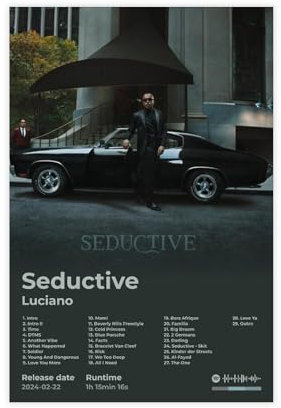 bpoejge Luciano Poster, beliebtes Rapper-Hip-Hop-Musik-Rap-Album, verführerisches Cover-Fans, Geschenk, Leinwand-Poster, Schlafzimmer, Dekoration, Landschaft, Büro, Raumdekoration, Geschenk, 30 x 45