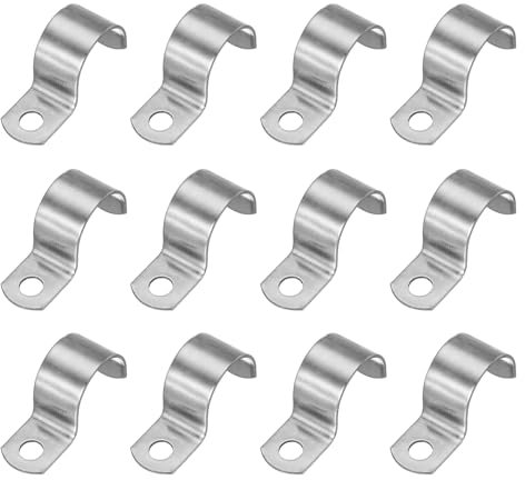PATIKIL 25mm Rigid Pipe Strap, 12 Pcs 304 Stainless Steel Conduit Clamp 1 Hole Thicken U Bracket Pipe Clamp Tube Strap for Pipe Cable Wire Fixing, (1)