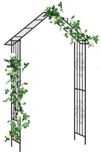 GOPLUS Gartenbogen, Rosenbogen aus Metall, Torbogen für Kletterpflanzen, Metallbogen mit Spitzen, Rankbogen Rankhilfe Pergola Hochzeitsbogen für Garten & Hochzeit, 140 x 40 x 223 cm