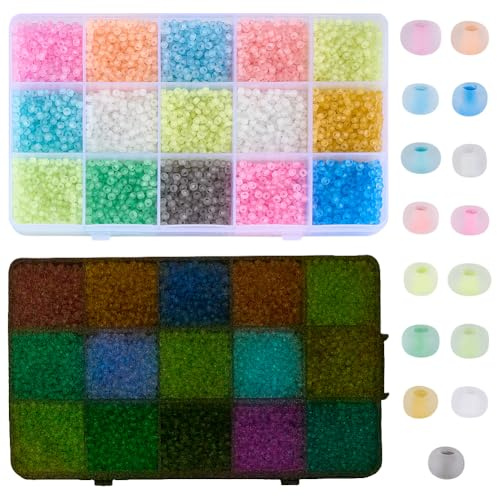 PH PandaHall 5000 Stück Glow in the Dark Perlen 15 Farben 3mm leuchtende Glasperlen UV-Perlen rund gefrostet Abstandshalter für Armband Halskette Ohrring Kunsthandwerk Schmuck machen Party Dekoration