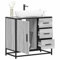 Homgoday Mueble Lavabo baño Madera contrachapada Sonoma Gris 65x33x60 cm Mueble de Baño,Conjunto de Muebles de baño,Modernos Muebles de baño