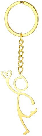 kkjoy Porte-clés de Gribouille Drôle en Acier Inoxydable Pendentif de Geste Exprimer l'Amour Sac à Main Accessoires pour Femme Homme (Or)