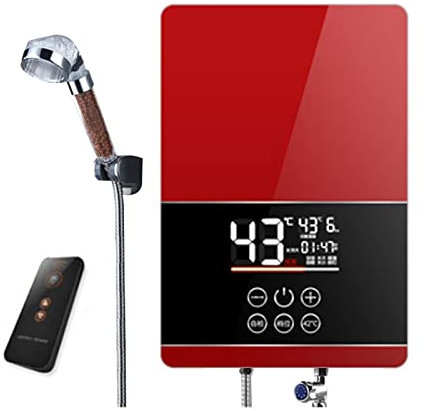 Water Heater for Bath Remote Control 6050W Instant Electric Thermostat Hot Water Heater Smart Touch Fast Heating Faucet Tap Tankless Bathroom Shower Hospitals, Schools and Care Homes(6050W 6 key therm