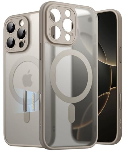 JETech Magnetic Case for iPhone 16 Pro Max 6.9-Inch with Camera Control Button, Compatible with MagSafe, Translucent Matte Back Slim Shockproof Phone Cover (Natural Titanium)