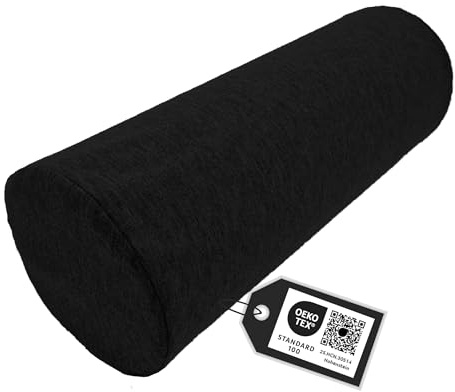 Tiga-Med Orthopädische Nackenrolle, Schaumstoff, Schwarz oder Anthrazit, 40x15cm, Abnehmbarer & waschbarer Bezug, für Nacken/Knie/Rücken, OEKOTEX Zertifiziert (2, Schwarz)