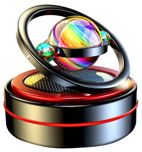 Car Air Purifier, Solar Rotating Aromatherapy Rotating Car Diffuser Dashboard Ornaments with 6 Aroma Tablet for Vehicle Home Office Women Men Black