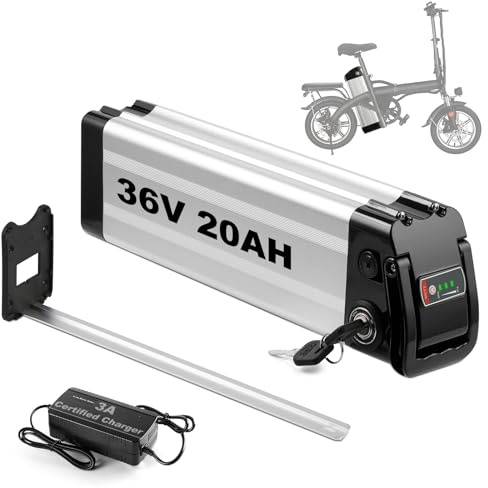 36V 20AH Batteria per Bici Elettrica, Silver Fish Batteria con 2 Pin può adattarsi a Phylion/XH370-10J, per Pieghevole Bici Elettrica, per MiFa Rex Prophete Aldi Bike, per Motore da 50W-750W