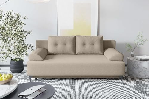 99rooms Fiora Couch Schlafsofa Sofa Strukturstoff Neve Beige