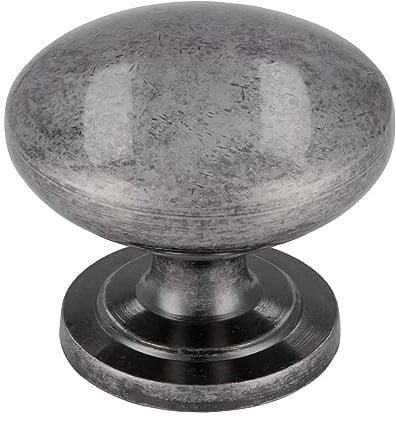 SIRO Vintage Landhaus Möbelknopf Schrankknopf Schubladenknopf Schrank Knauf Griff Design Möbel Knauf rund mit Schrauben 1533 Metall Silber Antik Ø 33 mm 1 Stück
