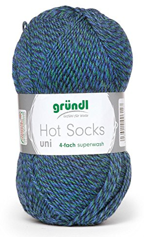 Grundl 770–23-Sockenwolle-Ball, 50 g, gesprenkeltes blaues Grün