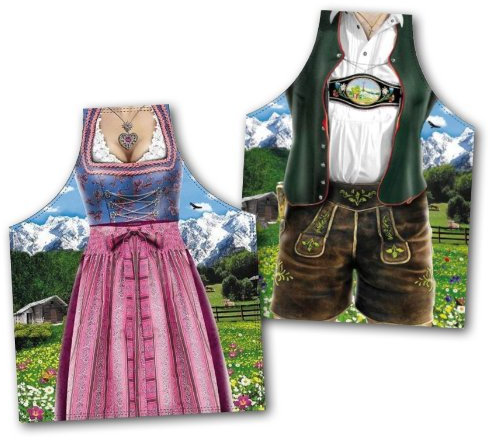 ITATI Schürze Trachten Lederhosen & Dirndl 2er Set