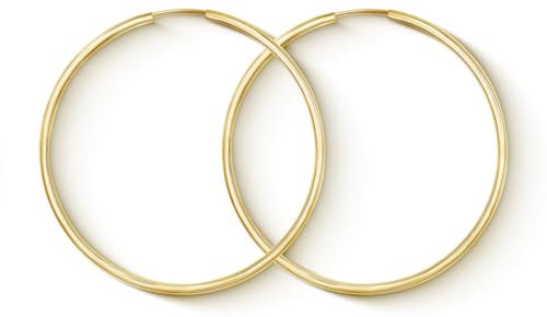 EDELIND Creolen Gold Groß 50 mm 333 Gelbgold breite 2 mm Hoop Earrings für Mädchen Frauen 8 K Echtgold Ohrringe Damen Rund mit Schmuck Geschenkbox