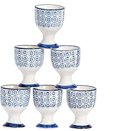Nicola Printemps Porcelaine Petit déjeuner coquetiers en Fleur Bleue Imprimer - Lot de 6