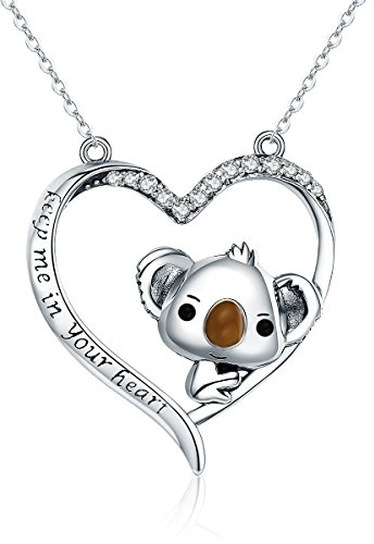 NewL Halskette mit Koala-Anhänger in Herzform, Sterling-Silber 925