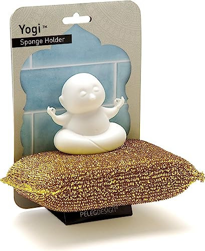 PELEG Design Yogi Porte Eponge Cuisine, Support Eponge Mignon pour Evier avec Ventouse, Organisateur Cuisine, Séchage Rapide – Eponge Incluse