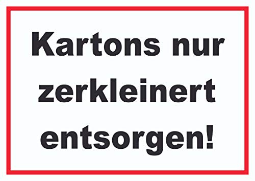 HB-Druck Kartons nur zerkleinert entsorgen Schild A5 (148x210mm)