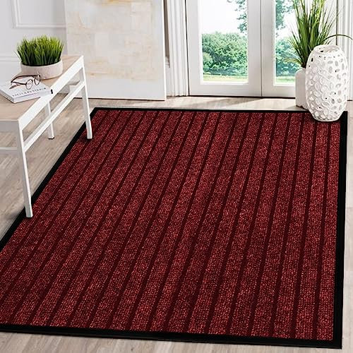 AMEHA Door Mat Indoor & Outdoor Heavy Duty Rubber Door Mats, Red 80 x 150 cm Dirt Trapper Non Slip Washable Barrier Floor Mat Entrance Rug Shoes Scraper Super Absorbent Front Door Mat Carpet