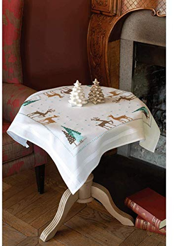 VERVACO (3PL) Stampd EMBROIDRY KIT, Cotton, Norwegian Wild Reindeer, ca. 80 x 80 cm / 32x 32