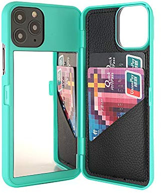 W7ETBEN iPhone 11 Pro Case,Hidden Back Mirror Wallet Case with Stand Feature and Card Holder for Apple iPhone 11 Pro (2019) 5.8 inch (Teal)