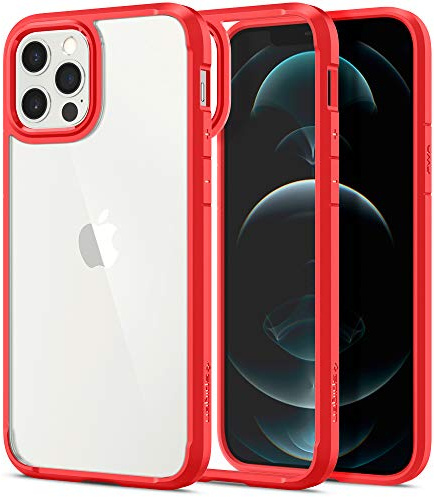 Spigen Ultra Hybrid Case Compatible with iPhone 12 Pro and Compatible with iPhone 12, Red