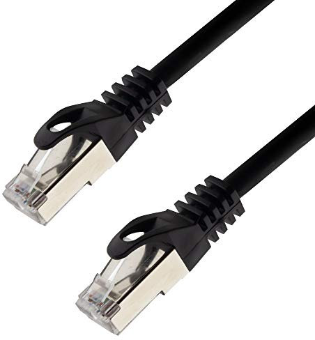 Cable de Red S/FTP PIMF Cat. 7, 50 m, Negro, Cable de conexión Gigabit Ethernet, LAN DSL, Cable CAT7