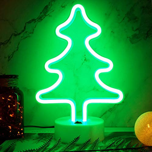 YIVIYAR Albero di Natale Luce al Neon LED Luce al Neon Decorazioni natalizie Albero di Natale USB/Batteria alimentato Luci di Natale Centrotavola per Tavolo Decorazioni Albero di Natale LED Luce