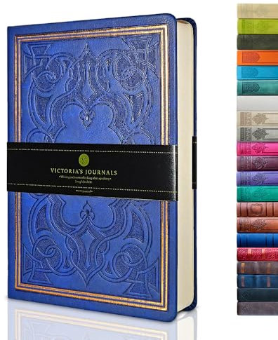 Victoria's Journals Tagebuch, Kunstleder, Vintage, Hardcover, liniertes Notizbuch, altmodisches Reisetagebuch, A5, Größe 14,5 x 20,5 cm