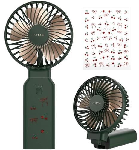 Funme® 9000 Battery Power Bank Hand Fan, Portable Personal Fan with 53 Hours/4 Speed/Rechargeable Battery Strong Wind 2025 Newly Foldable Multifunction Desk Fans Exquisite USB Fans for Outdoor Green