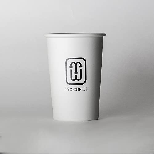 TYO COFFEE Traditioneller japanischer Hasami-Yaki-Pappbecher aus Porzellan, lang, 300 ml