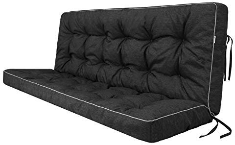 PillowPrim Kissen für Hollywoodschaukel Sitzkissen Bankkissen Bankauflage für Gartenbank Outdoor/Indoor, Breite - 100x49 cm und Rückenlehne 100x56 cm - Schwarz