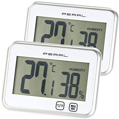 PEARL Digitales Thermometer & Hygrometer mit Minimum/Maximum, 2er-Set