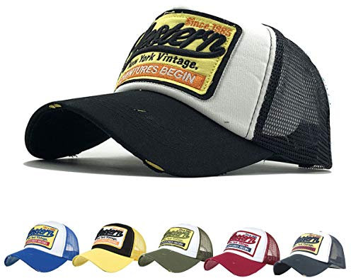 CheChury Unisex Baseball Cap Mode Sommer Kappe Mesh Hüte Hip Hop Baseballmütze Kappe für Herren und Damen Snapback Vintage Used Look Retro Mütze