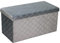 Folding Storage Ottoman Velvet Lattice Storage Box Pressed Velvet Seat Stool Chair Footstool Pouffe Bench (76cm x 38cm, Silver Grey)