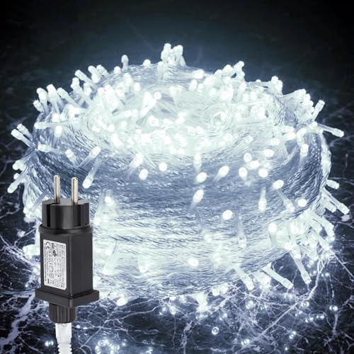 Cecaylie LED Lichterkette Außen, 30m 300LEDs mit 8 Leuchtmode, Speicherfunktion, IP44 lichterketten Deko Beleuchtung Weihnachtsbeleuchtung für Weihnachten Halloween Hochzeit,Kaltes Weiß