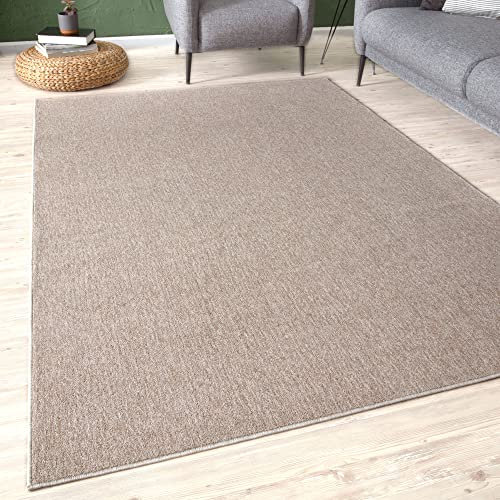 THE RUGS Teppiche mit niedrigem Florbereich - Moderne Teppiche für Wohnzimmer, Schlafzimmer, Esszimmer, Eingangsbereich - fusselfrei (Beige, 120x170 cm)