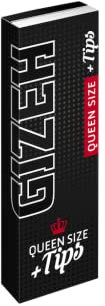 Gizeh 20476 Black Queen Size 1 1/4 + Tips-10 Heftchen mit je Blättchen + 50 Tips, Papier