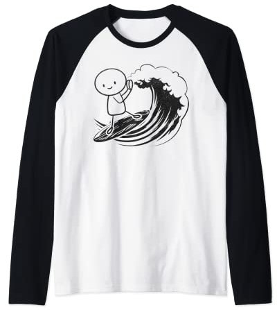 Surfing Water Surfer Stick Figur - Lustiges Surfen Raglan