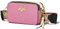 Ophlid Bee Geldbörse, Kamera-Crossbody-Tasche für Damen, trendig, klein, Schnappschusstasche, breiter Riemen, Leder, Schultertasche, Clutch, Handtaschen, Pink