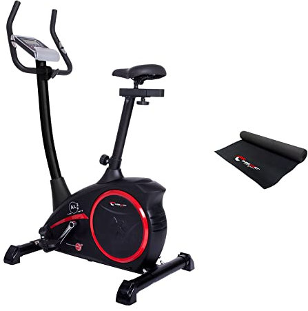 Christopeit Sport Heimtrainer AL 2 Black Edition inkl. Bodenschutzmatte - 24-Stufig, bis 150kg Gewicht, 9kg Magnet-Bremssystem, LCD-Display