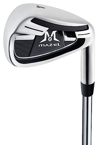 MAZEL Golf Individual Iron 1,2,3,4,5,6,7,8,9, Golf Iron with Steel Shafts for Right Handed Golfers (Stainless Steel,Black Silver, 4 Iron, Stiff, Right)