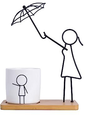 Dreamomo Zauberhafte Sukkulenten-Blumentöpfe: Keramik mit Eisenverzierung und Bambusgestell. Perfektes Eltern-Kind-Geschenk (Mama mit Kind)