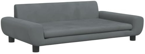 vidaXL Kindersofa, Couch für Kinder, Kindercouch mit runden Kanten, Kindersessel Minisofa Polstersofa Kindermöbel Sofa Kinderzimmer, Dunkelgrau Samt