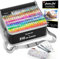 Shuttle Art 310 Feutres a Alcool, Coffret de 309 Feutres Coloriage Adulte Double Pointe avec 1 Blender Incolore, Stylos Micro, Surligneurs Blancs, Étui de Transport pour Coloriage Dessin