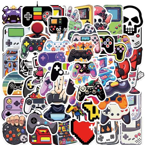 Gamepad Aufkleber 50 Stück Vinyl Funny Video Spiel Sticker für Laptop Wasserflasche Skateboard Gepäck Fahrrad Auto Computer, Wasserdicht Coole Joystick Aufkleber für Teenager Erwachsene Kinder
