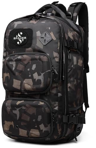 SPAHER Sac à Dos pour Ordinateur Portable 17,3 Pouces Homme Sac à dos Antivol Imperméable Ouverture à 180 Degrés, 52 cm Grand Sac à Dos de Voyage pour Affaires Université Loisir Scolaire Femme